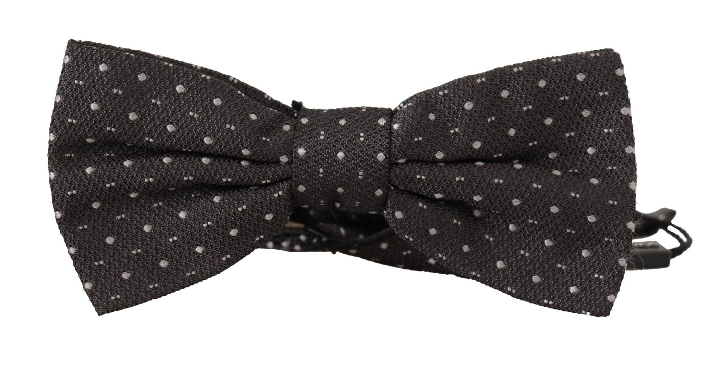 Dolce & Gabbana Gray Polka Dot 100% Silk Neck Papillon Tie