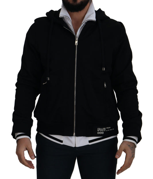 Dolce & Gabbana Black Polyester Hooded Full Zip Jacket