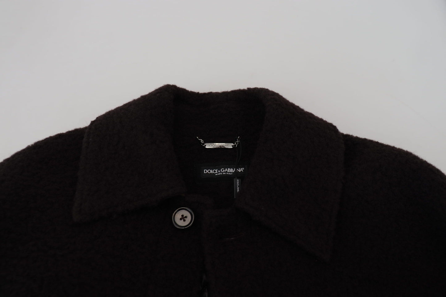 Dolce & Gabbana Black Alpaca Button Down Trench Coat Jacket
