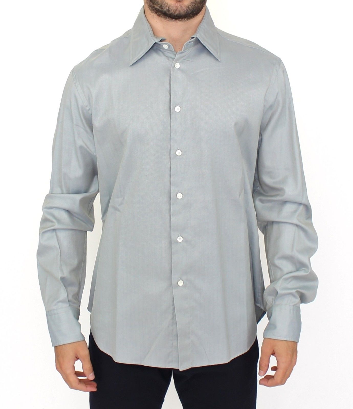 Ermanno Scervino Gray Cotton Long Sleeve Casual Shirt Top