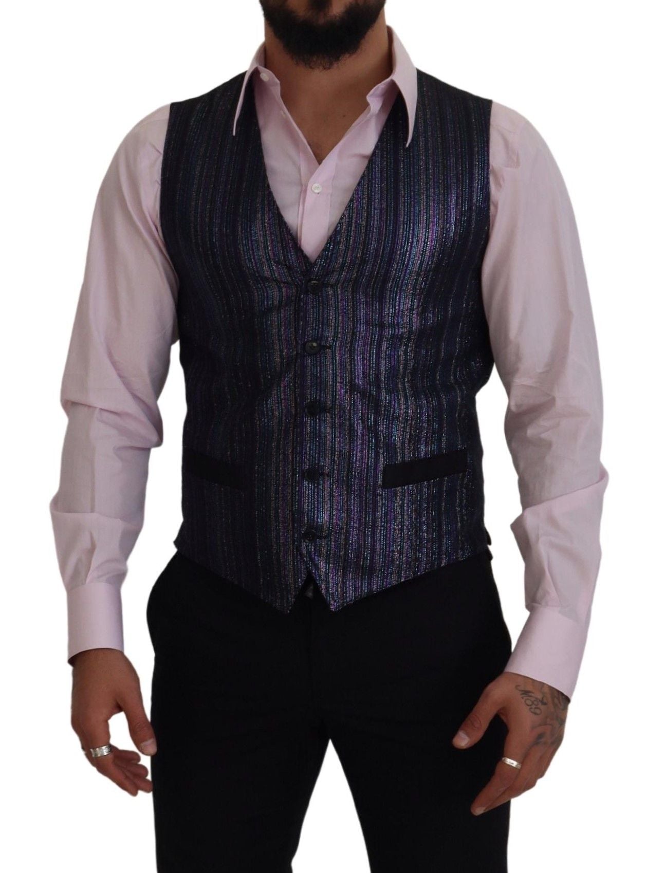 Dolce & Gabbana Multicolor Polyester Waistcoat Dress Formal Vest
