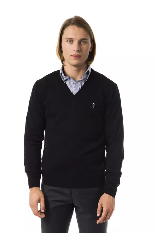 Uominitaliani Black Merino Men Sweater