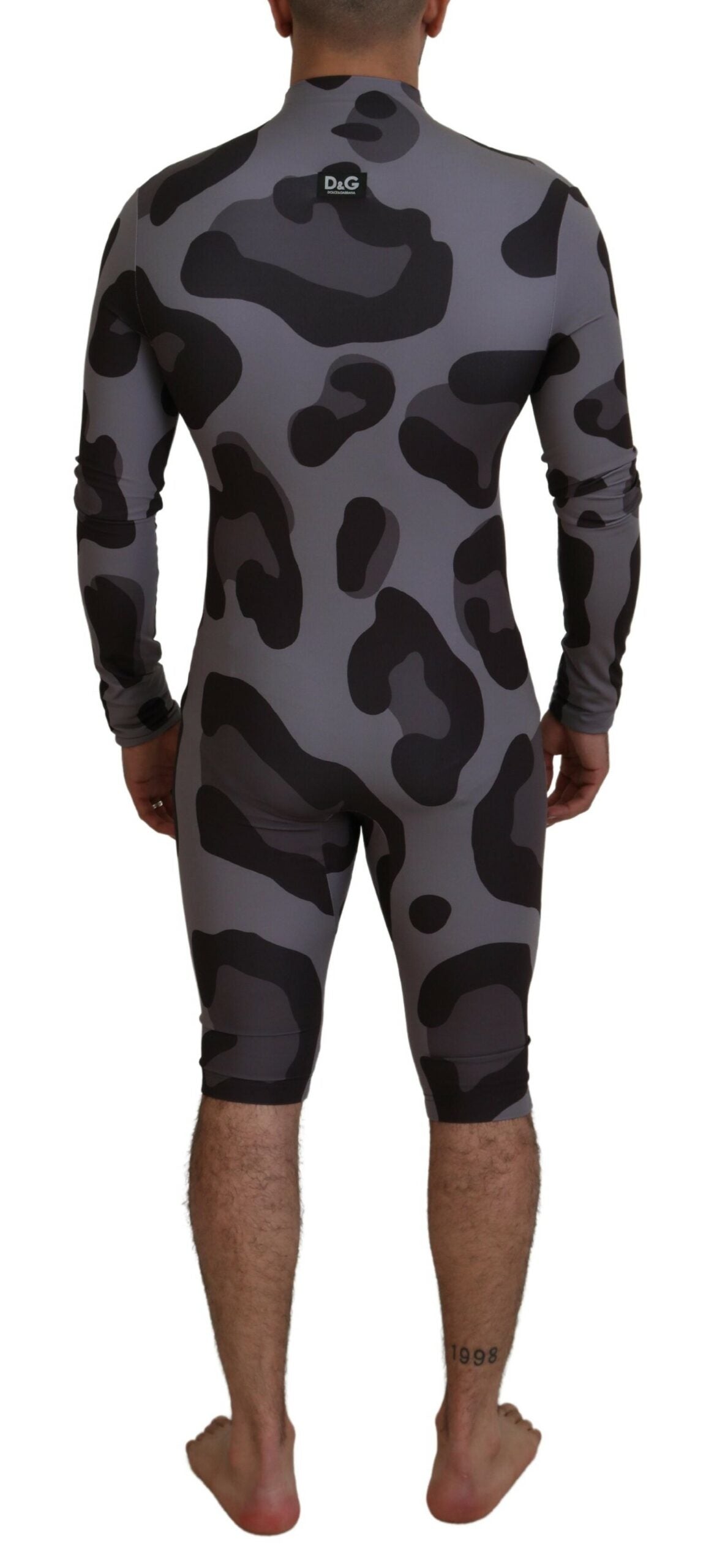 Dolce & Gabbana Gray Patterned Polyester Wetsuit Swimwear