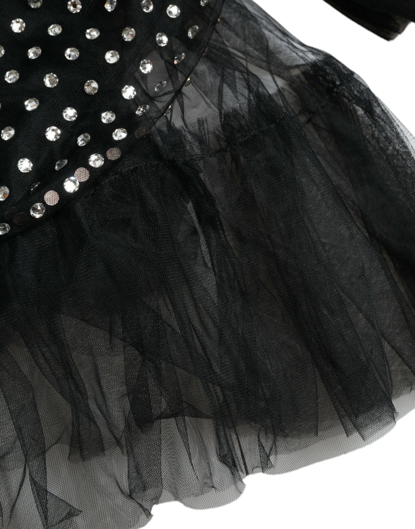 Dolce & Gabbana Black Crystal Embellished A-line Gown Dress