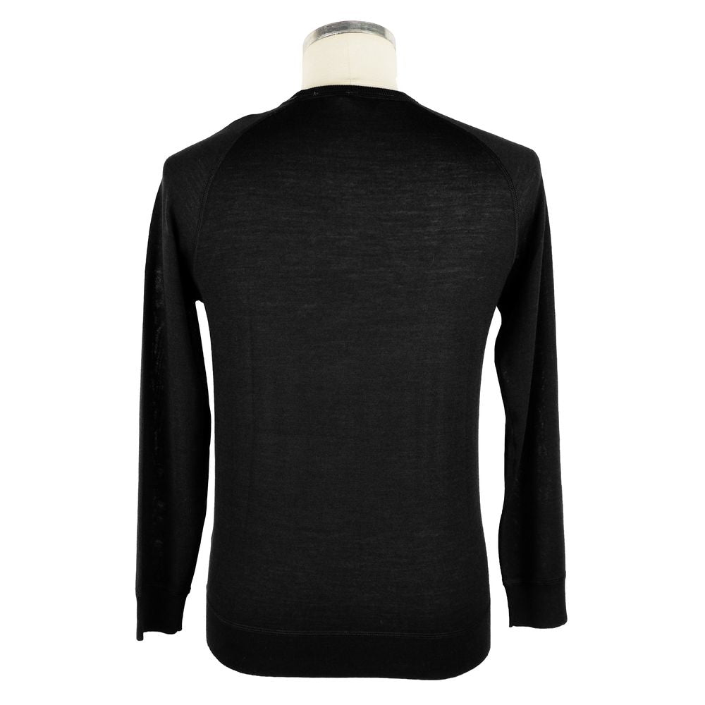 Emilio Romanelli Black Cashmere Men Sweater