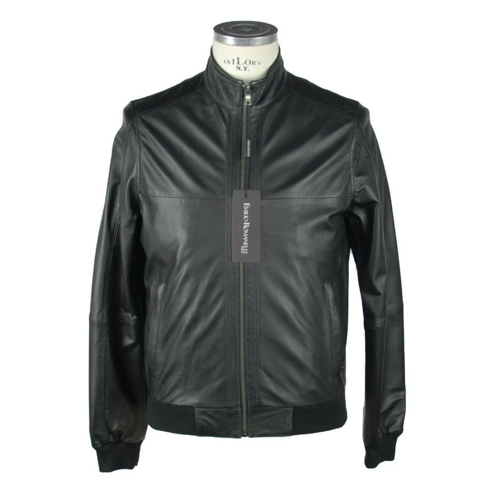 Emilio Romanelli Black Leather Men's Jacket