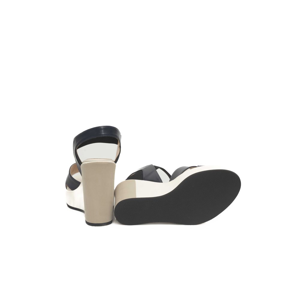 Cerruti 1881 Blue Calfskin Women Sandal