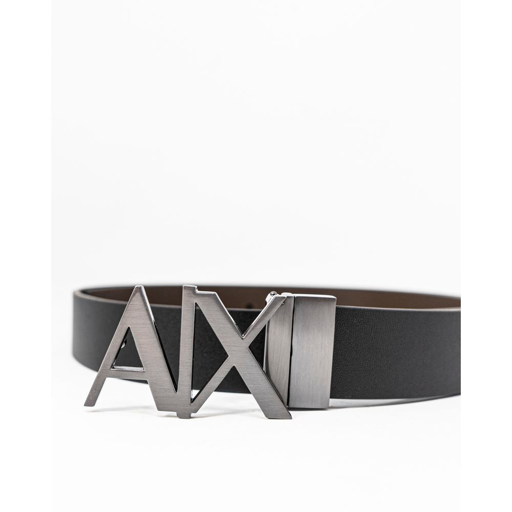 Armani Exchange Black Leather Regular Belt