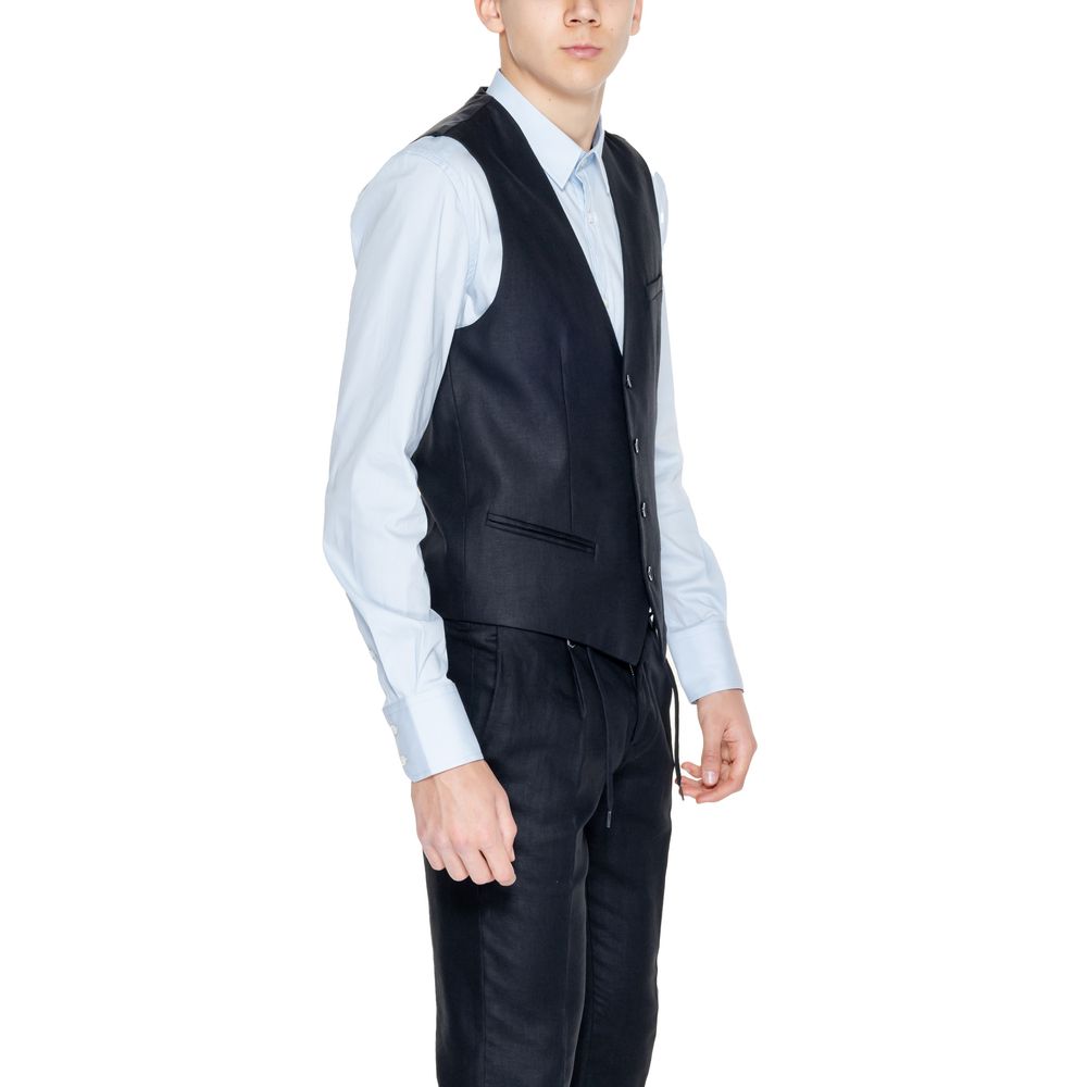 Antony Morato Black Linen Waistcoat