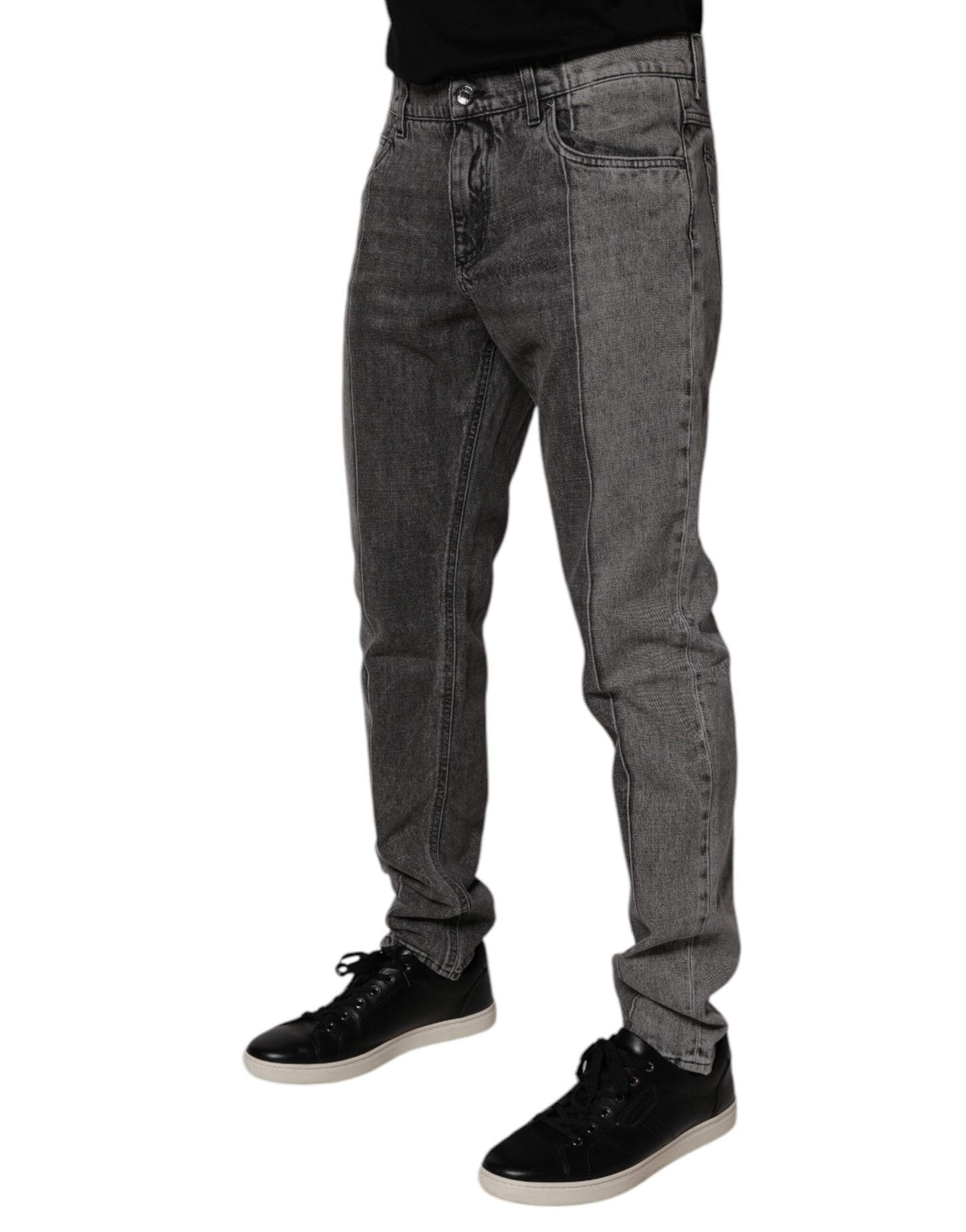 Dolce & Gabbana Two Tone Gray Cotton Denim Jeans