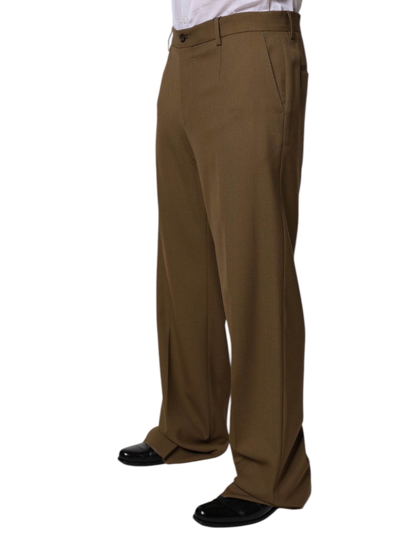Dolce & Gabbana Brown Wool Straight Formal Dress Pants