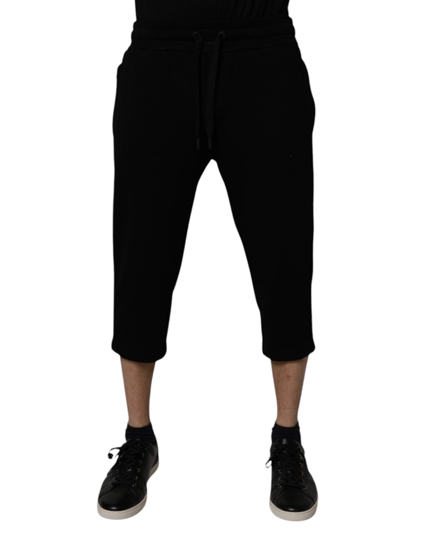 Dolce & Gabbana Black Cotton Blend Cropped Sweatpants Pants