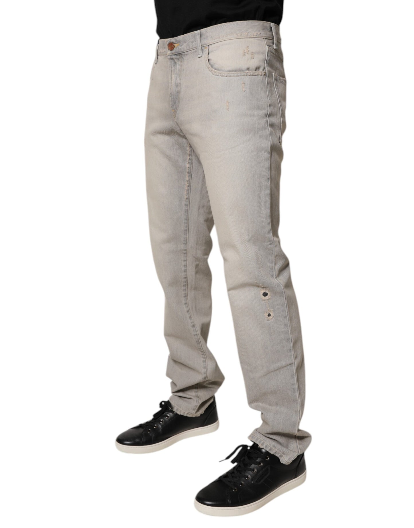 Dolce & Gabbana Light Gray Cotton Skinny Denim Jeans