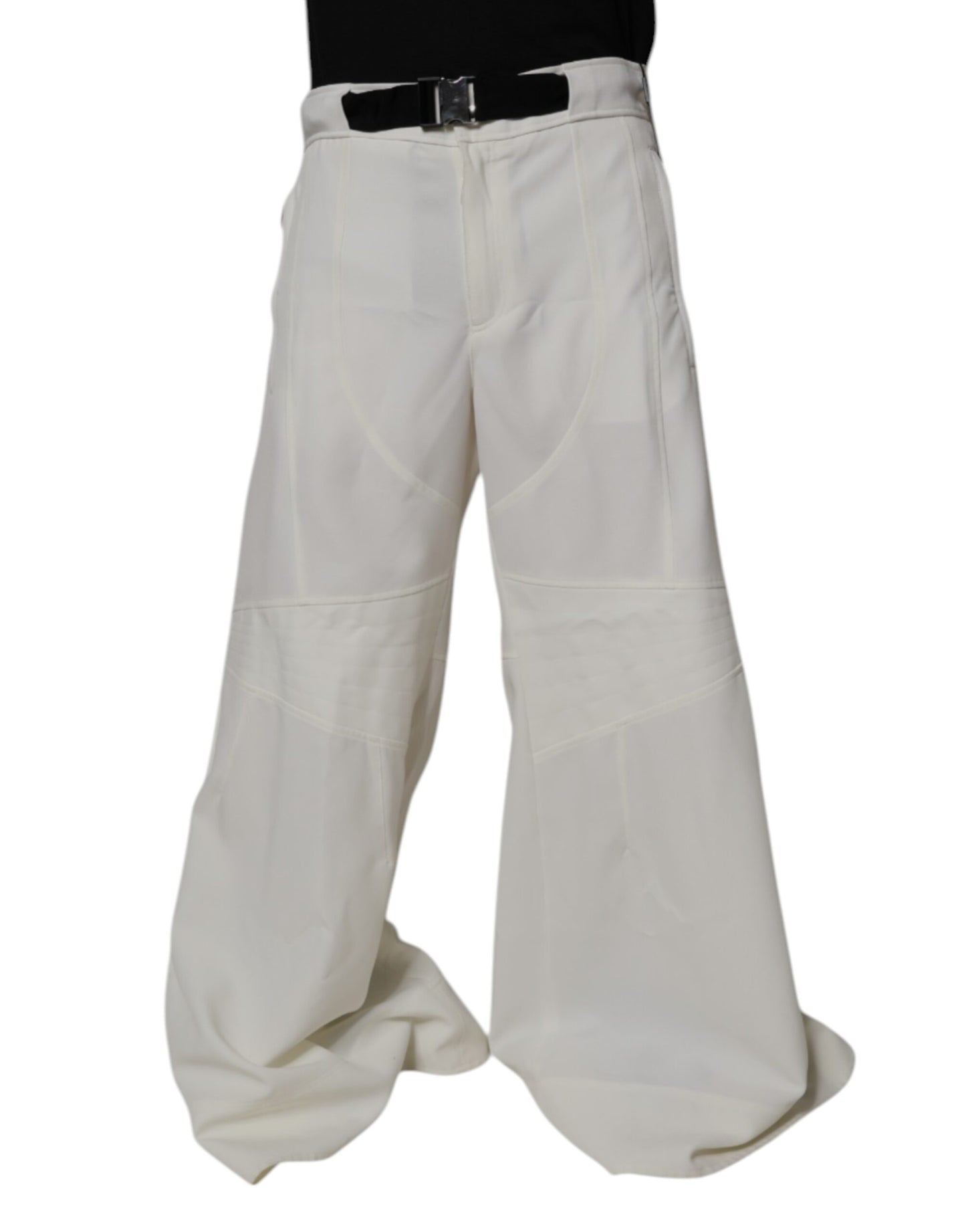 Dolce & Gabbana White Mid Waist Wide Leg Pants