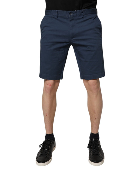 Dolce & Gabbana Blue Cotton Mid Waist Men Bermuda Shorts