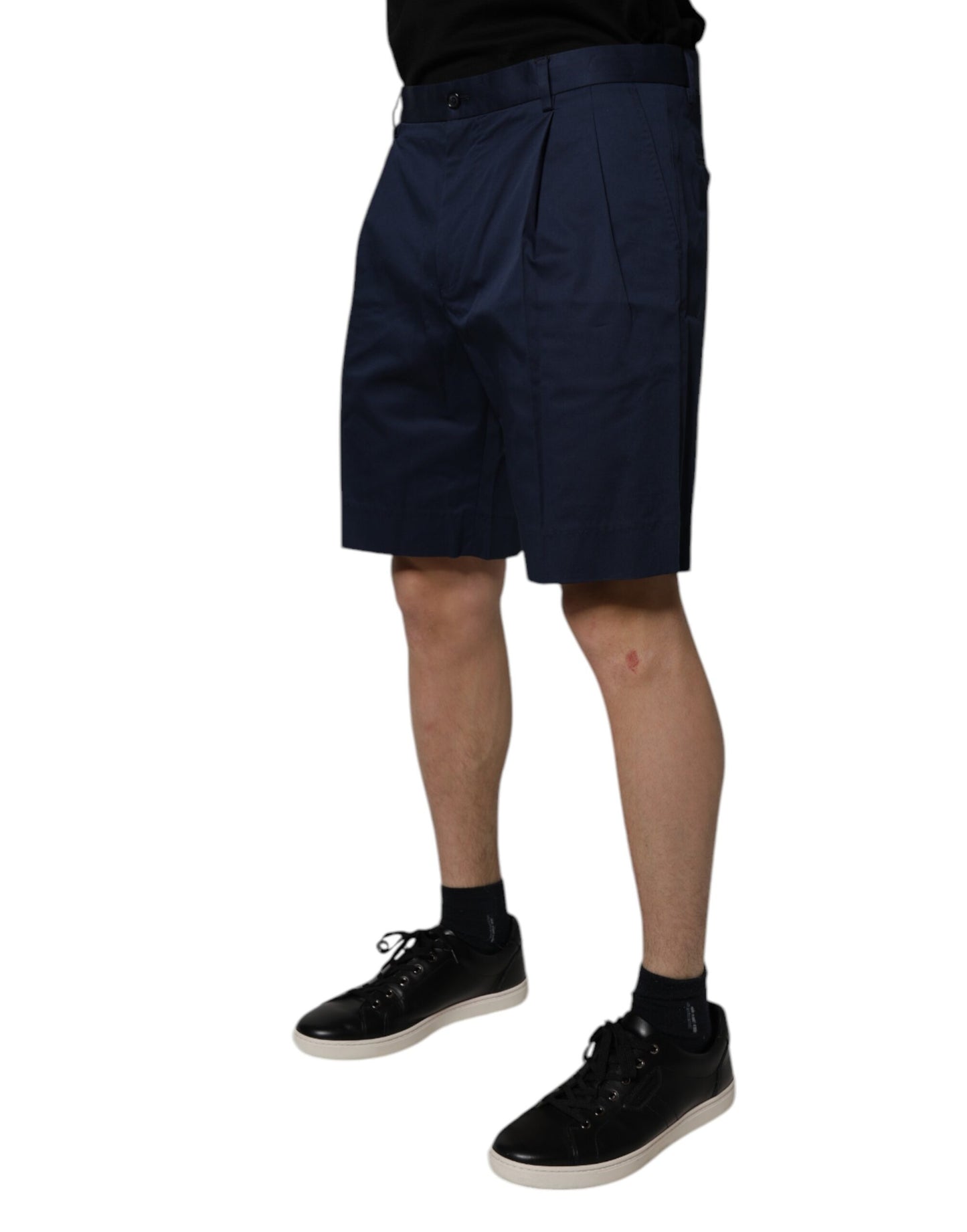 Dolce & Gabbana Dark Blue Cotton Mid Waist Men Bermuda Shorts