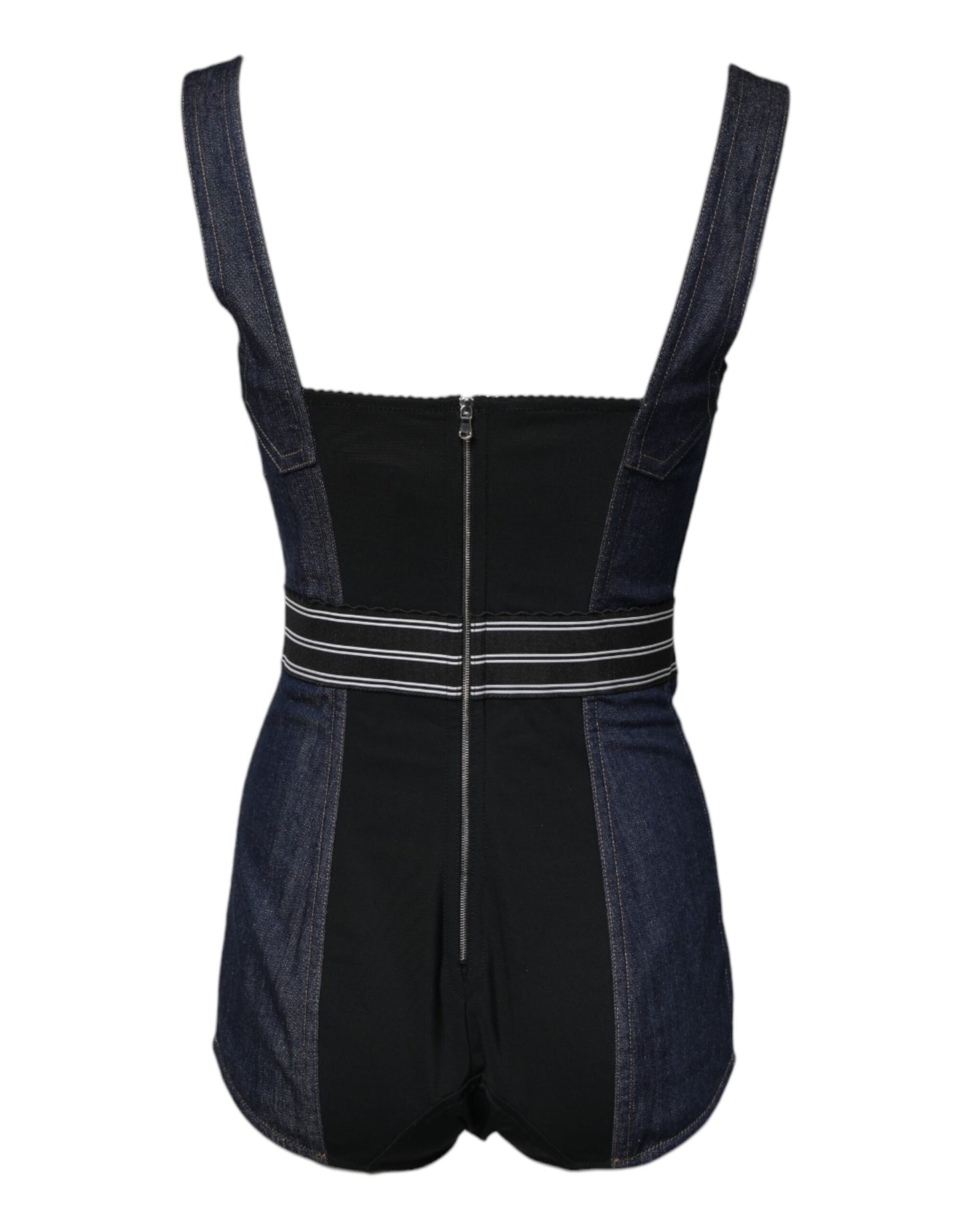 Dolce & Gabbana Blue Cotton Stretch Sleeveless Bodycon Denim Bodysuit