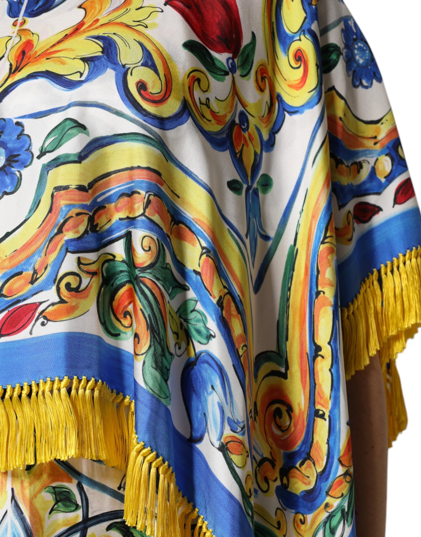 Dolce & Gabbana Multicolor Majolica Kaftan Short Sleeves Maxi Dress