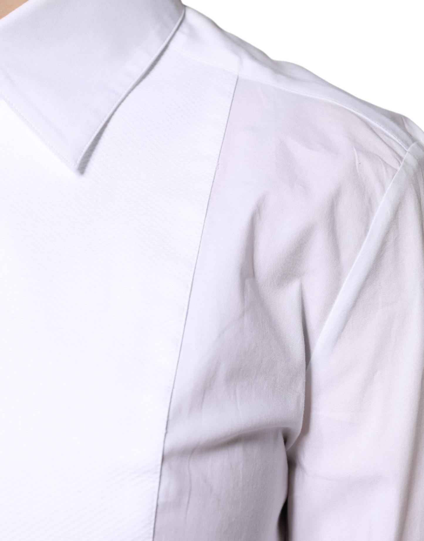 Dolce & Gabbana White Cotton Dress Collared Dress Shirt Top