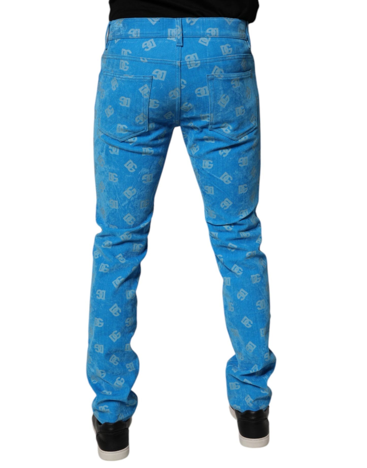 Dolce & Gabbana Blue Logo Monogram Cotton Skinny Denim Jeans