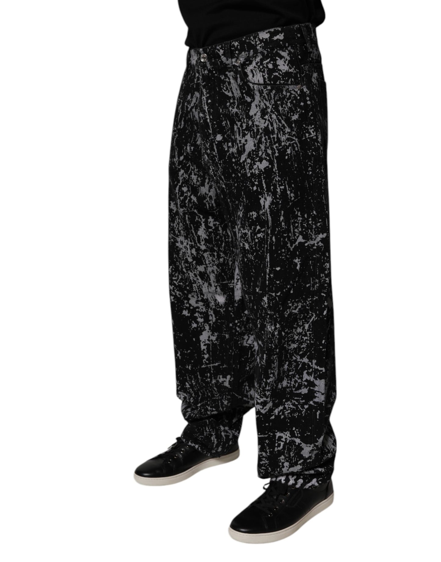 Dolce & Gabbana Black Tie Dye Cotton Straight Men Denim Jeans