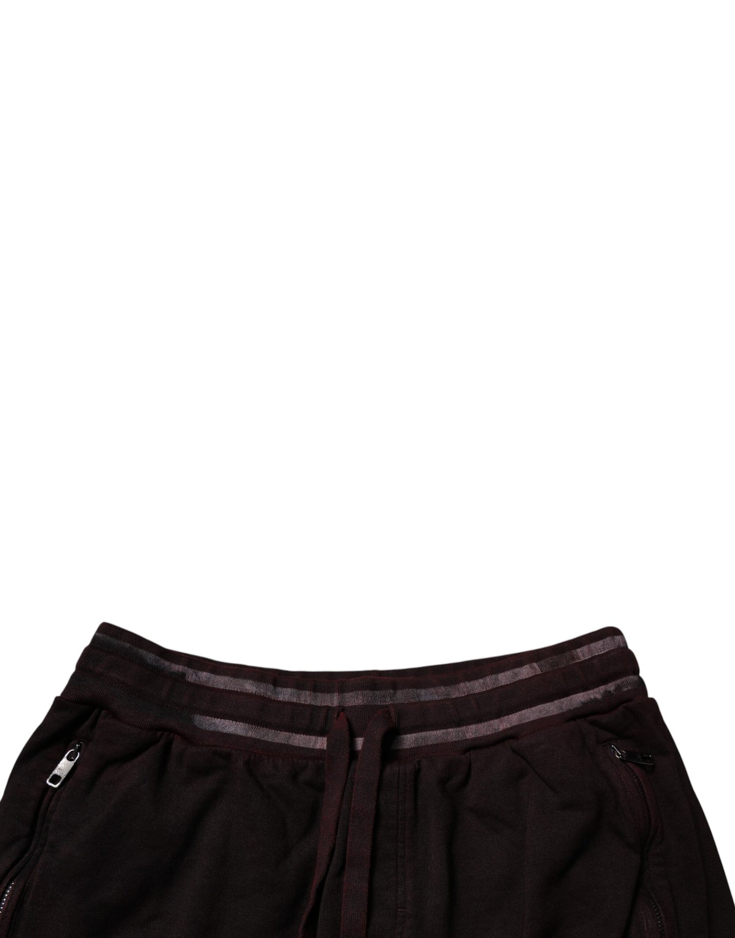 Dolce & Gabbana Maroon Cotton Logo Plaque Men Bermuda Shorts