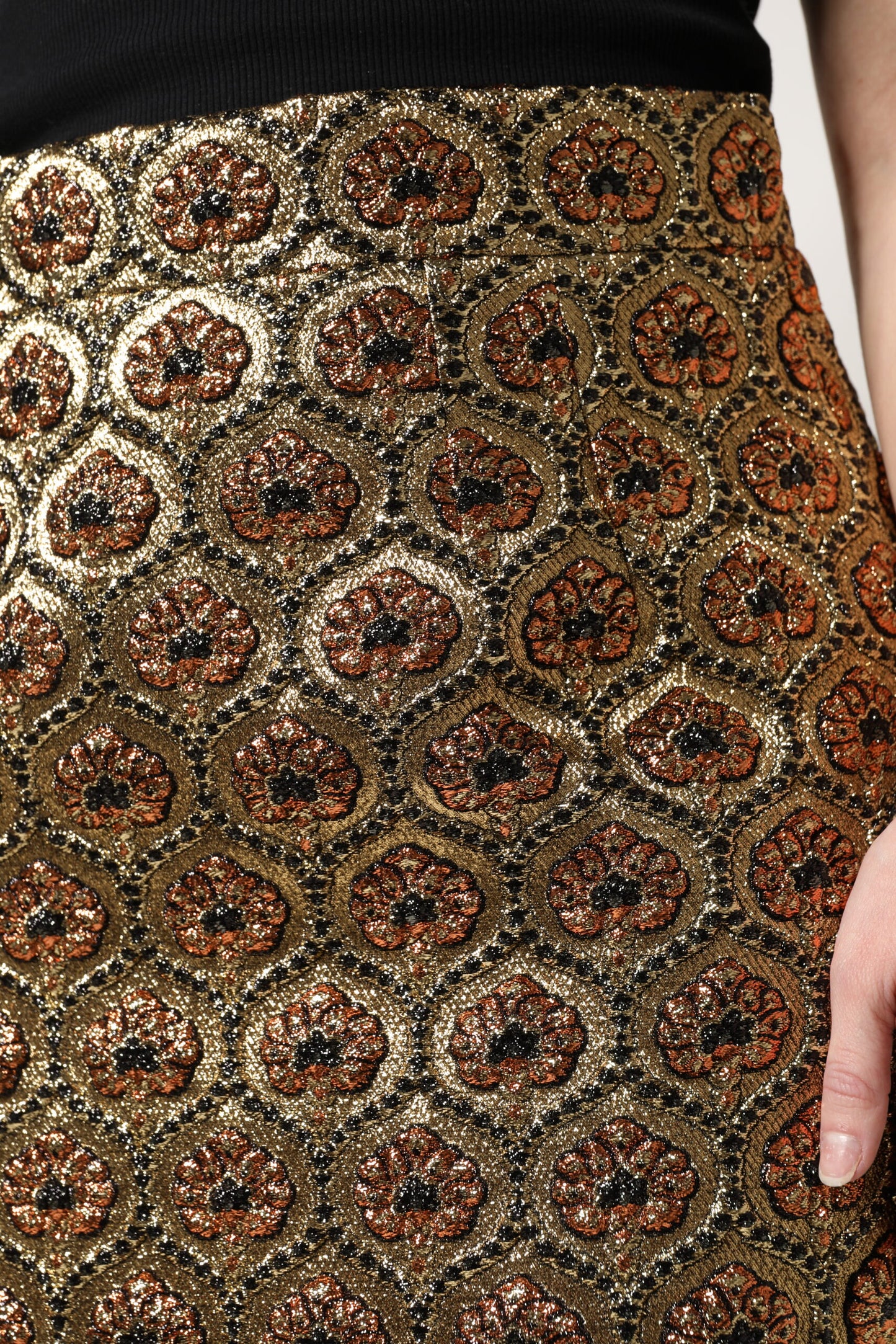 Dolce & Gabbana Brown Polyester Brocade A-line Mini Skirt
