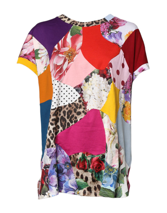 Dolce & Gabbana Multicolor Patchwork Short Sleeve Blouse Top
