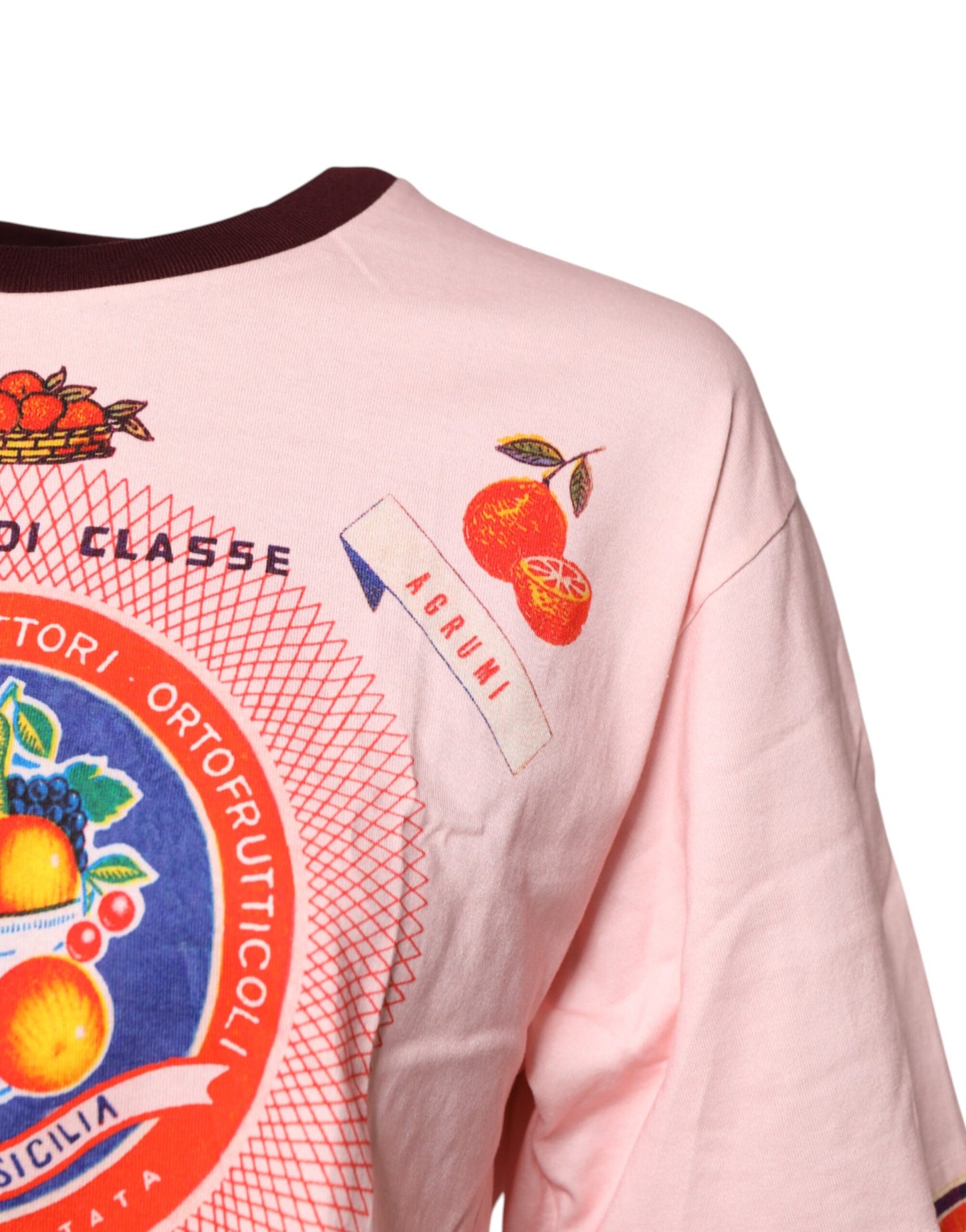 Dolce & Gabbana Pink Print Cotton Short Sleeves Cropped Top