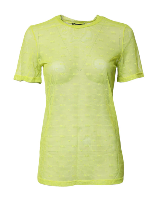 Dolce & Gabbana Green Nylon See Through Women Short Sleeves Top