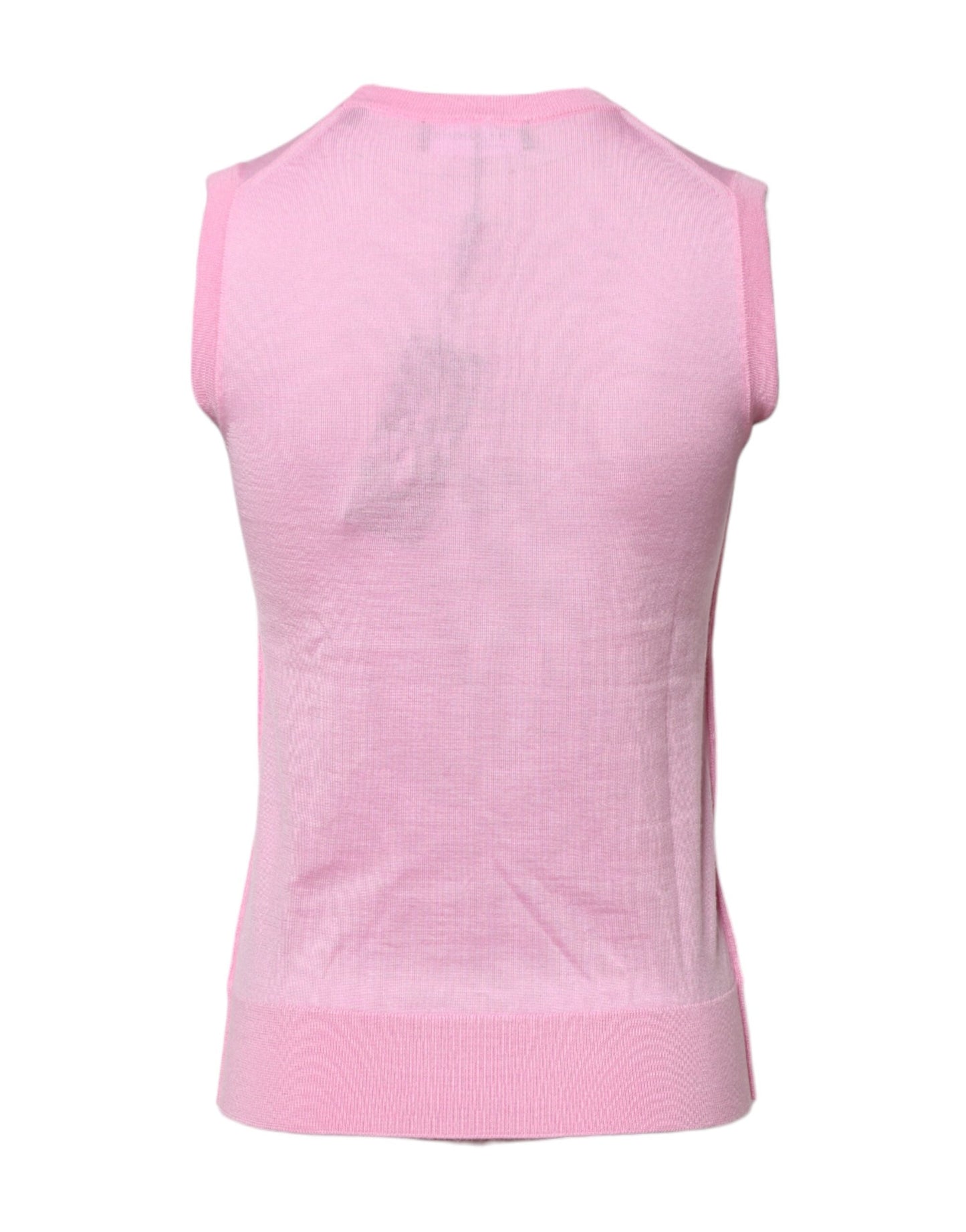 Dolce & Gabbana Pink Cashmere Round Neck Sleeveless Tank Top