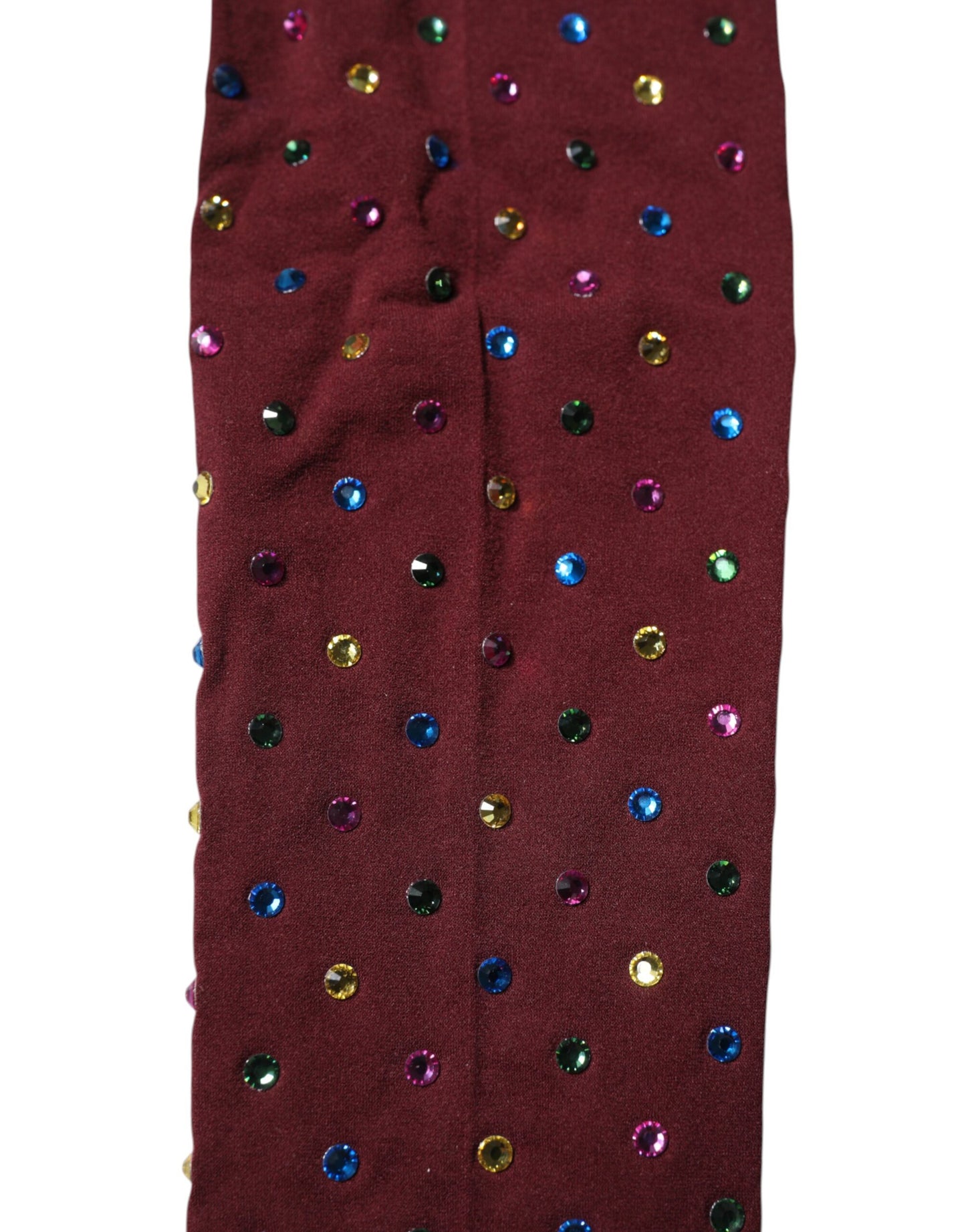 Dolce & Gabbana Maroon Nylon Crystal Embellished Pantyhose Tights