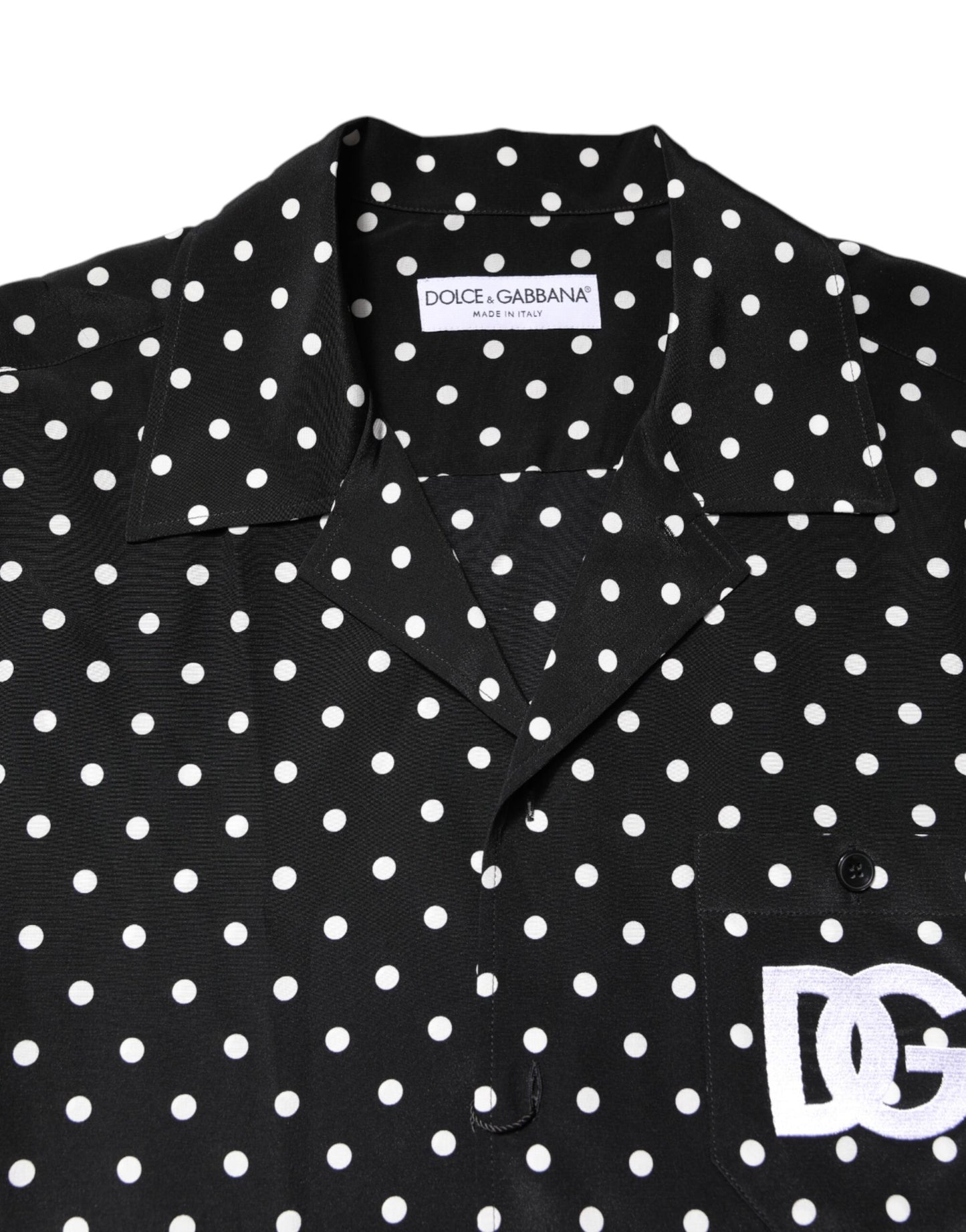 Dolce & Gabbana Black Polka Dot Short Sleeves Casual Shirt