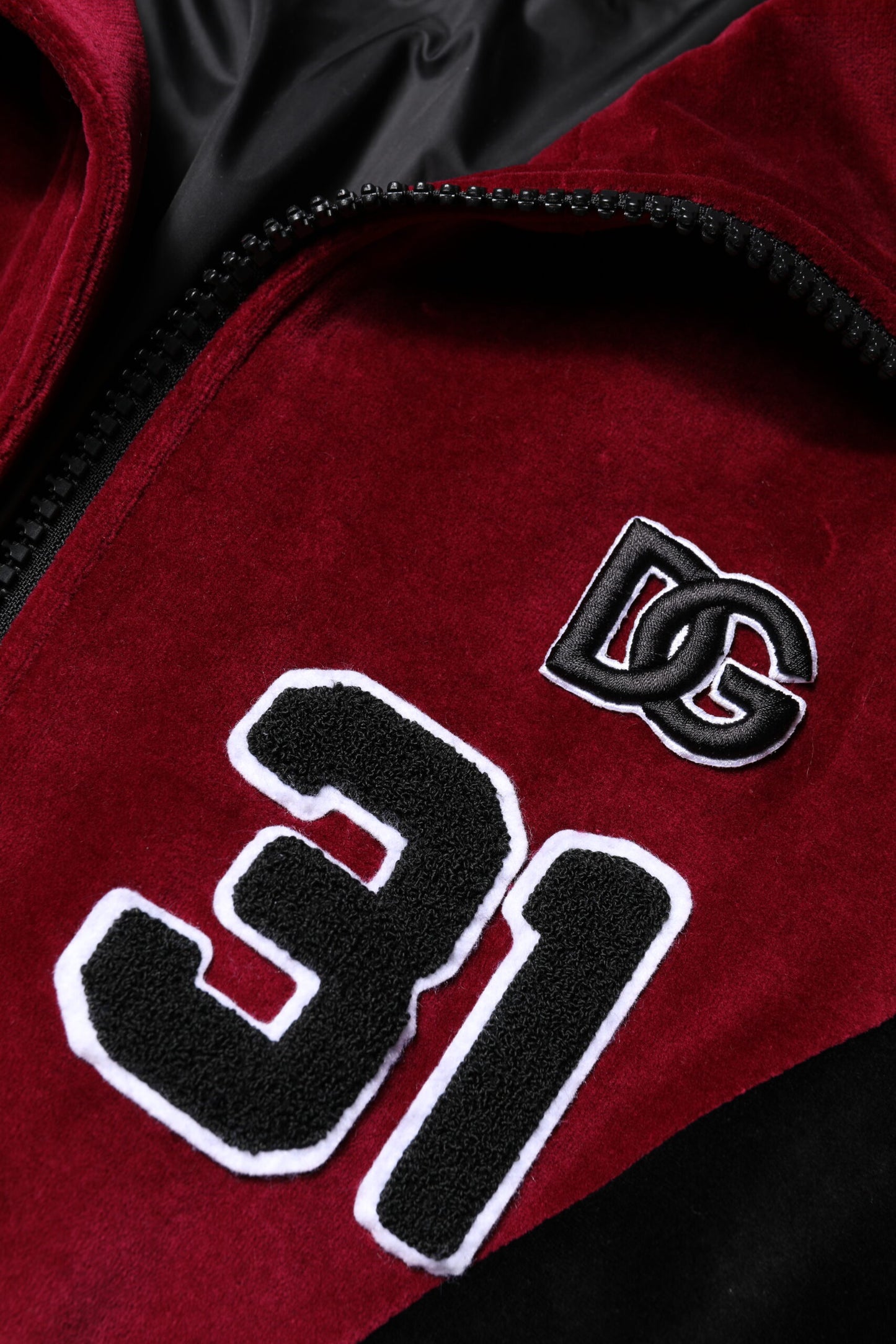 Dolce & Gabbana Red Black Cotton Logo FullZip Bomber Jacket