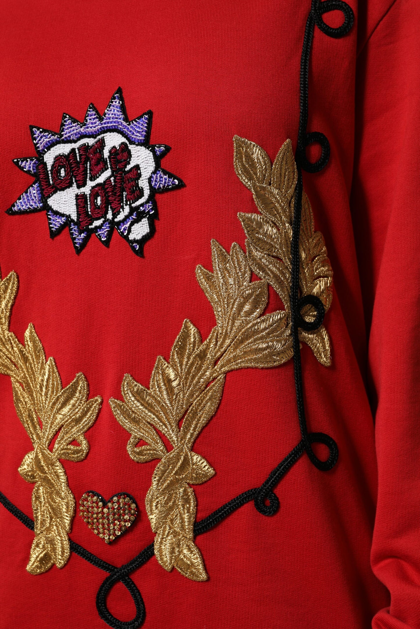 Dolce & Gabbana Red Cotton Queen Sequined Pullover Sweater