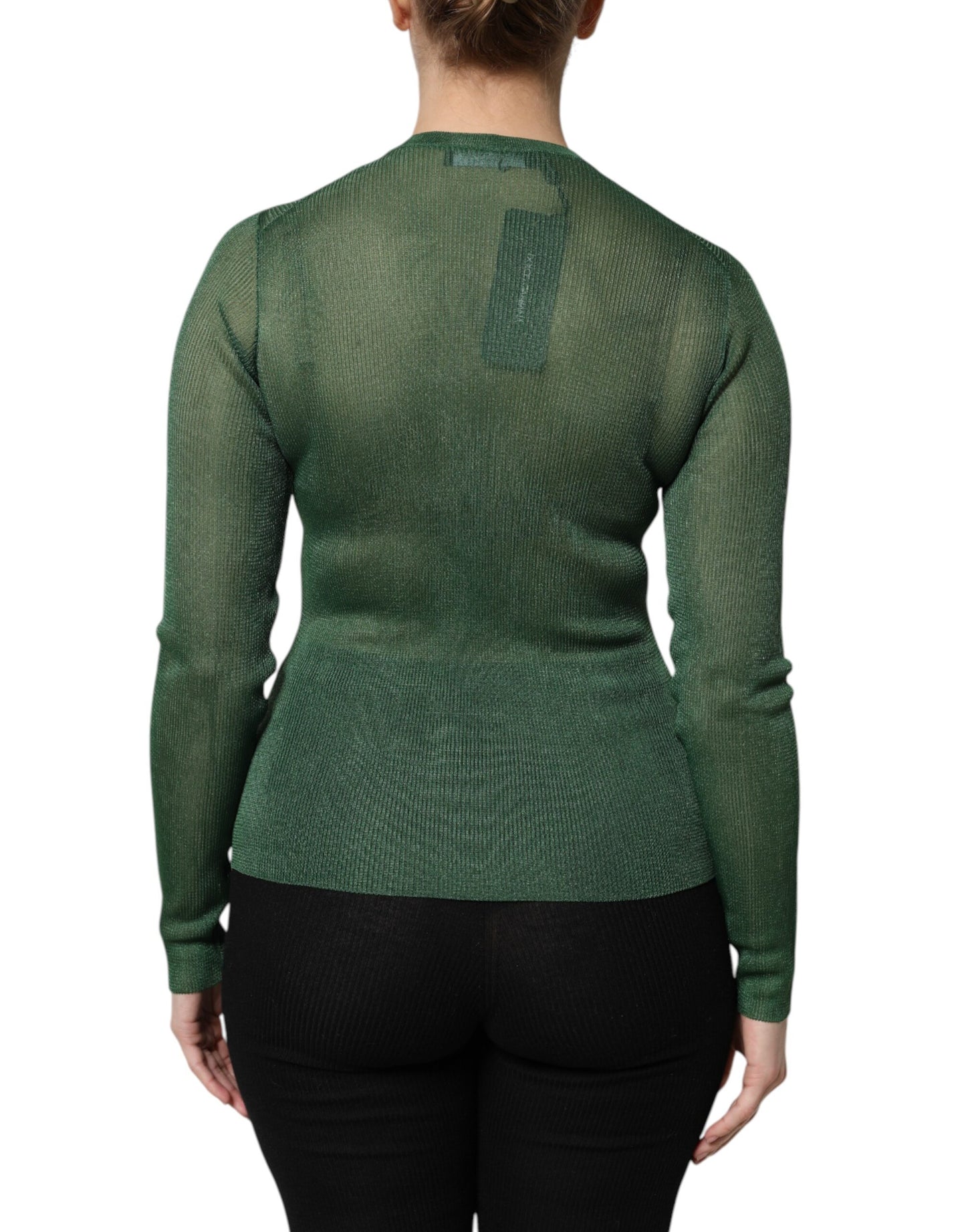 Dolce & Gabbana Green Polyester Long Sleeves Cardigan Sweater