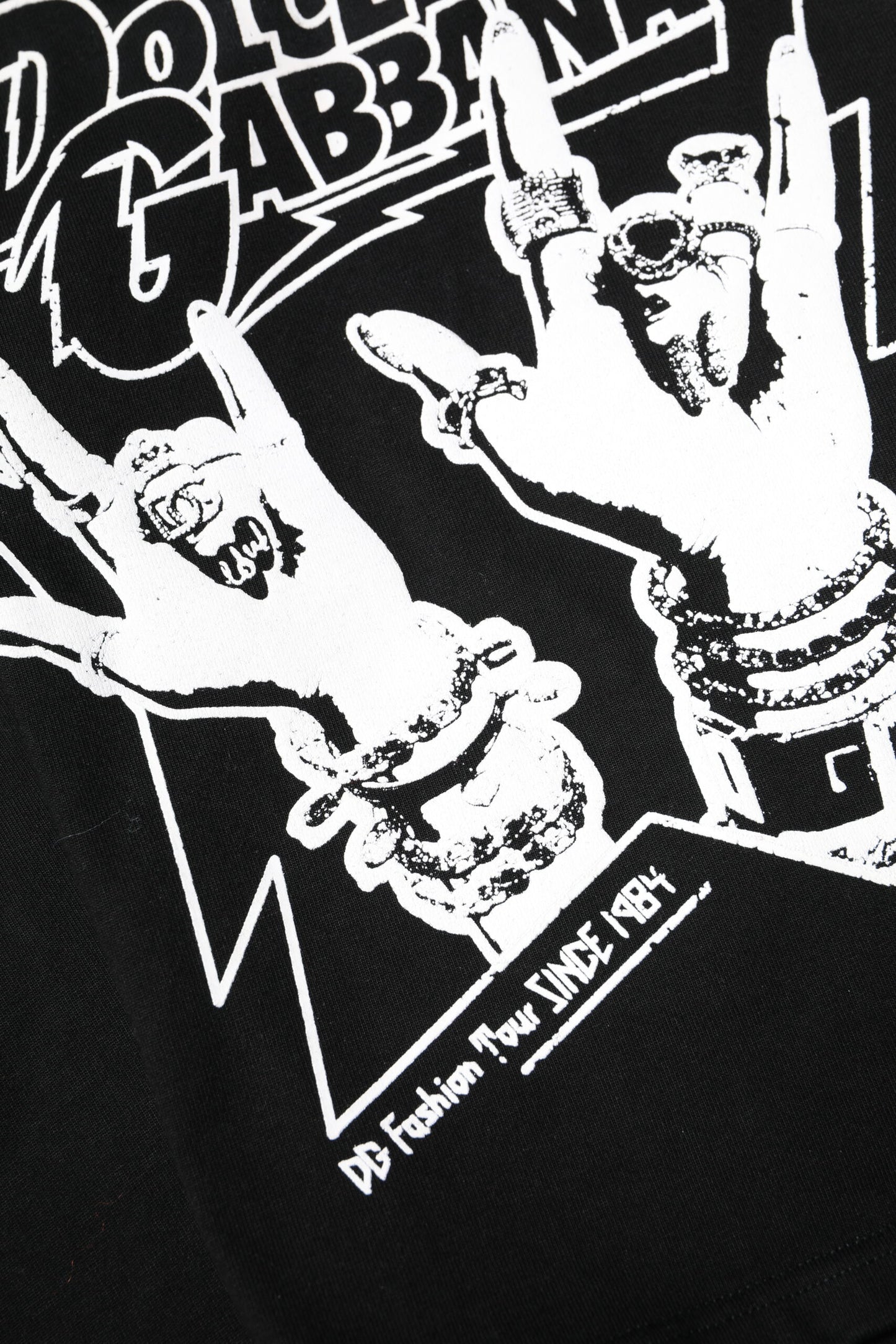 Dolce & Gabbana Black Cotton Printed Short Sleeves T-shirt