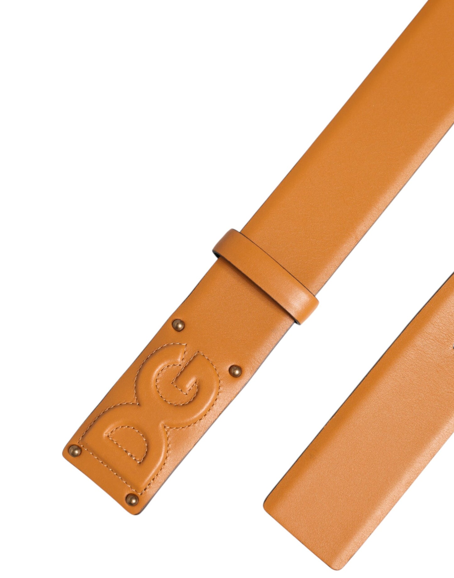 Dolce & Gabbana Brown Leather Buckle DG Logo Embossed Belt