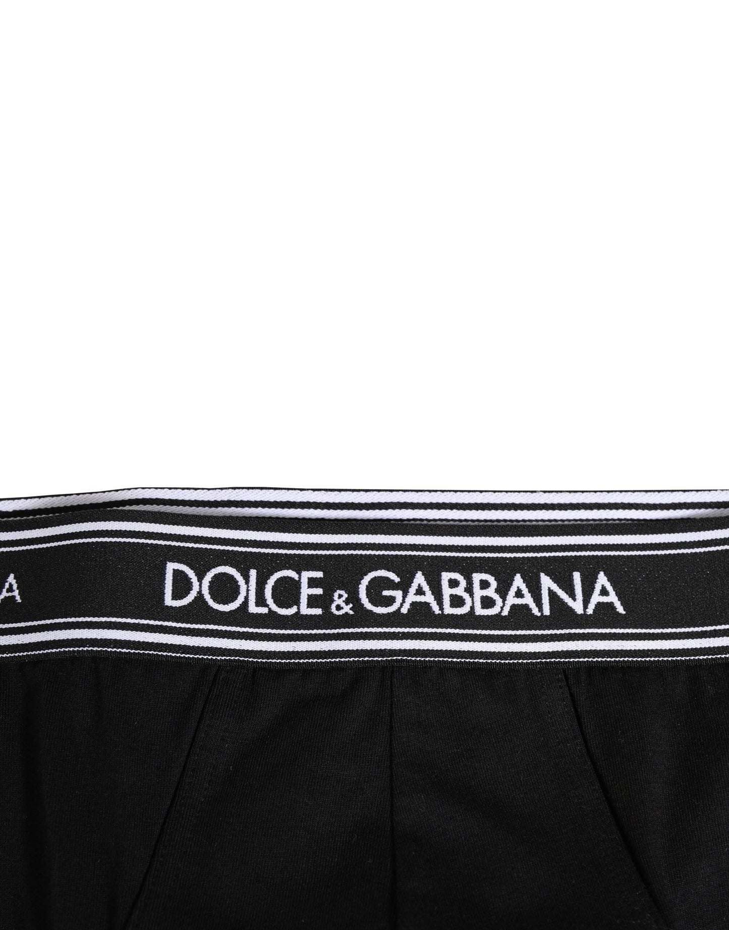 Dolce & Gabbana Black Cotton Stretch Logo Print Brief Underwear