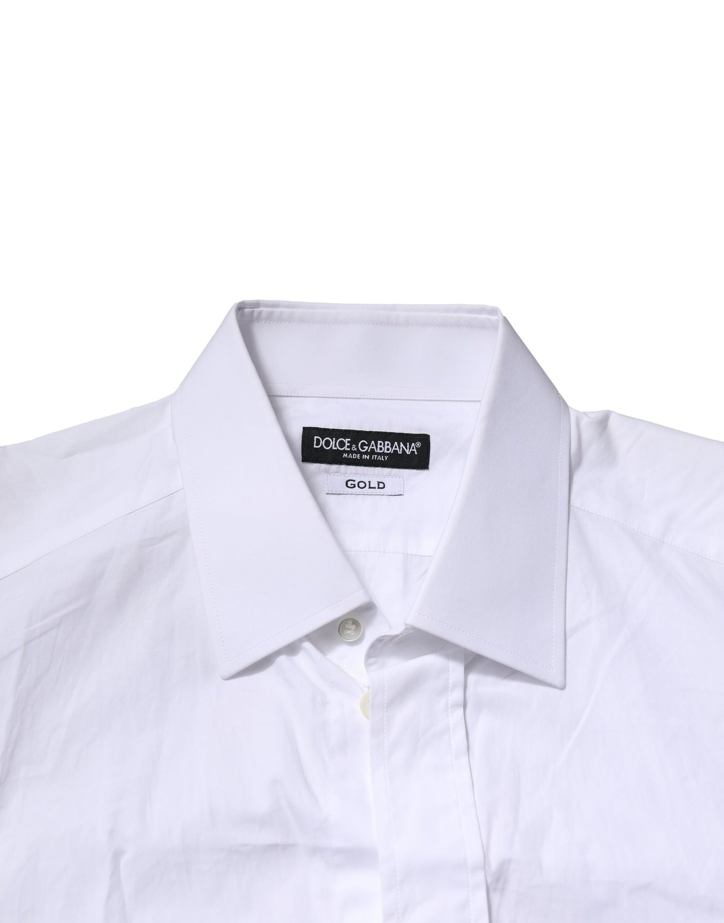 Dolce & Gabbana White GOLD Cotton Men Dress Formal Shirt
