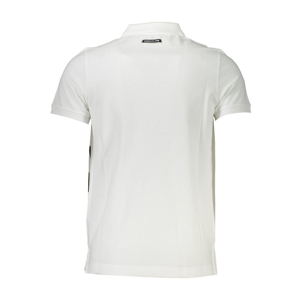 Cavalli Class White Cotton Polo Shirt