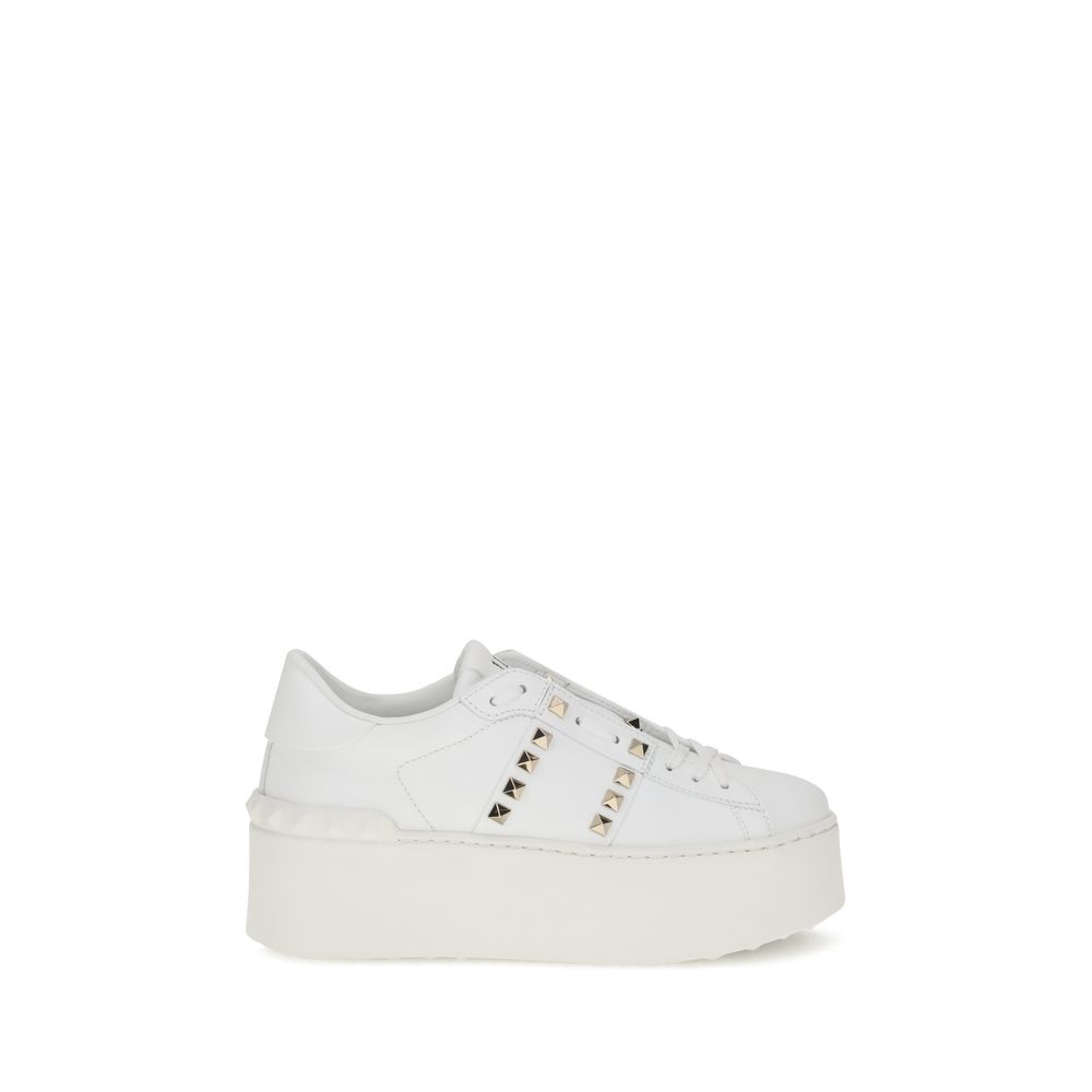 Valentino Garavani White Calf Leather Bos Taurus Platform Sneakers