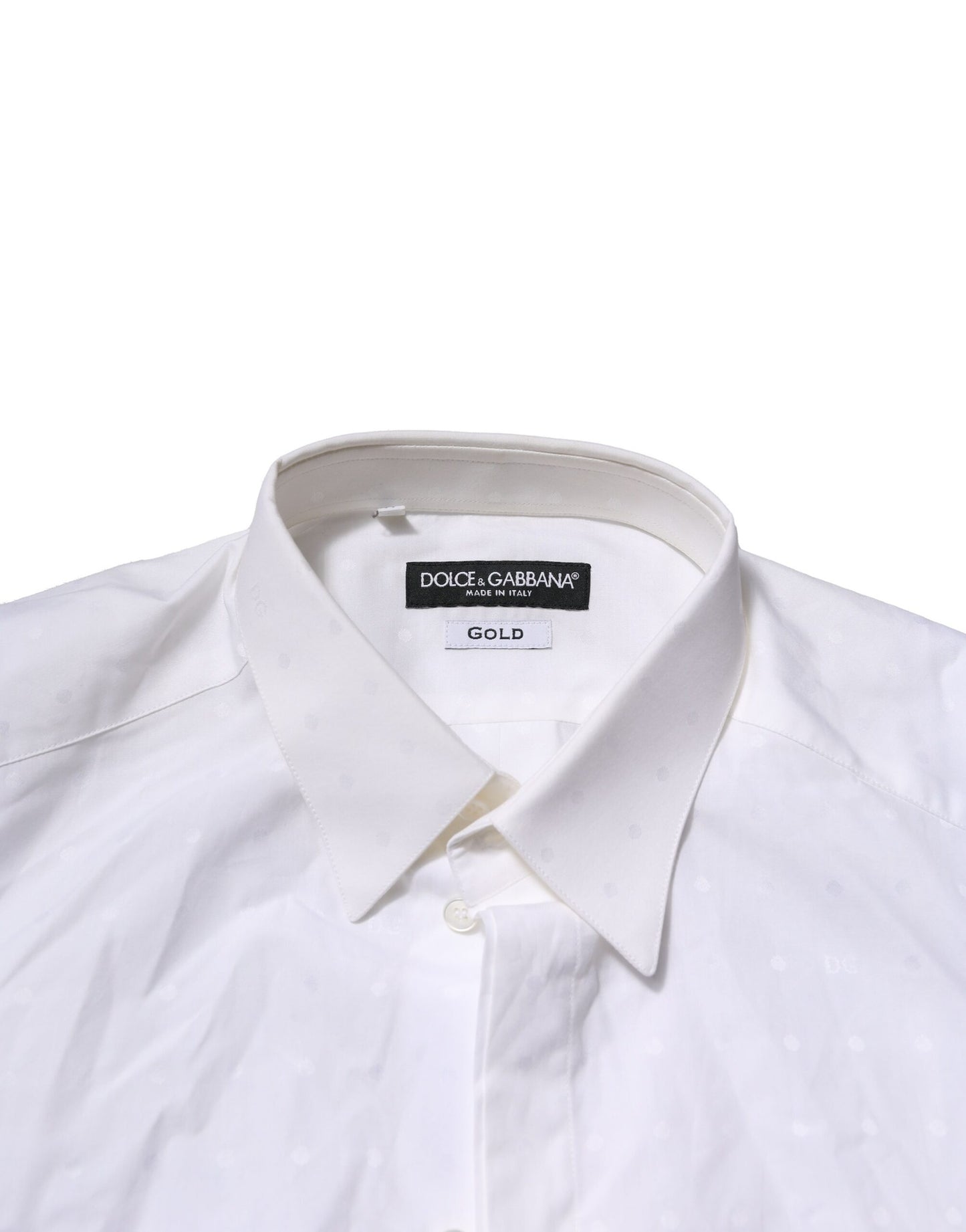 Dolce & Gabbana White Cotton GOLD Long Sleeves Formal Shirt