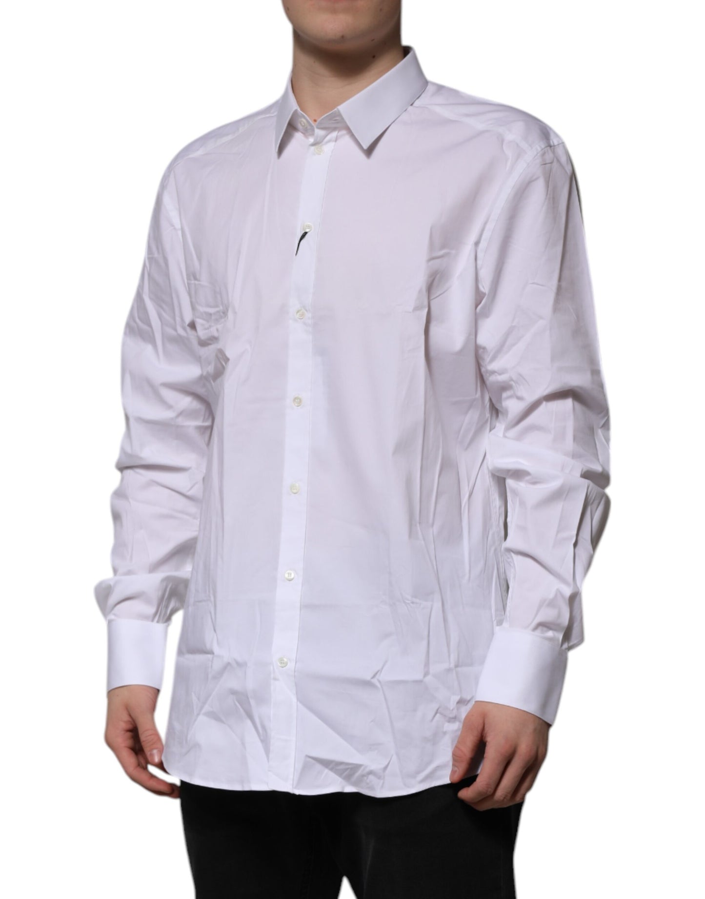 Dolce & Gabbana White Cotton GOLD Long Sleeves Formal Shirt