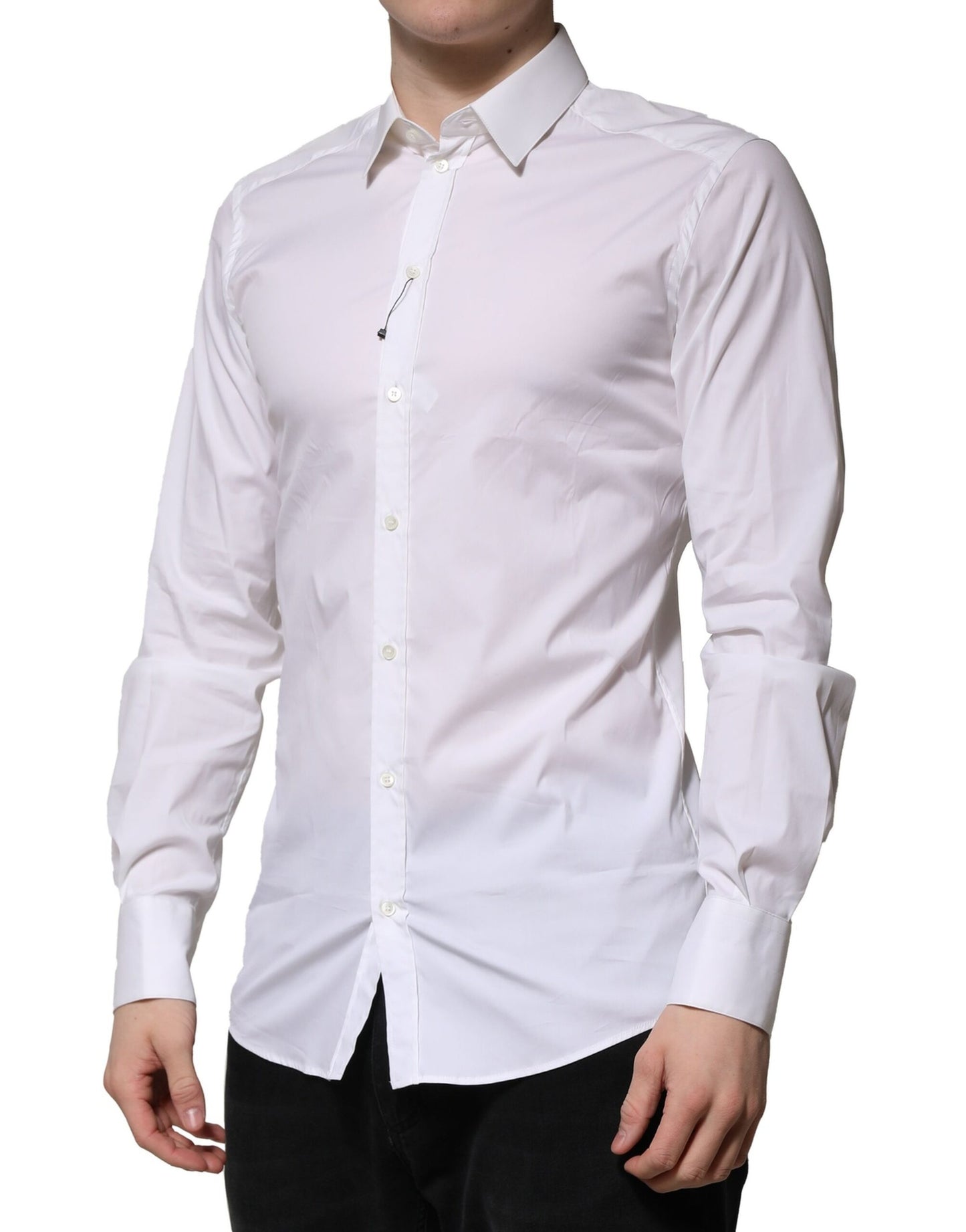 Dolce & Gabbana White Cotton Long Sleeves GOLD Formal Shirt