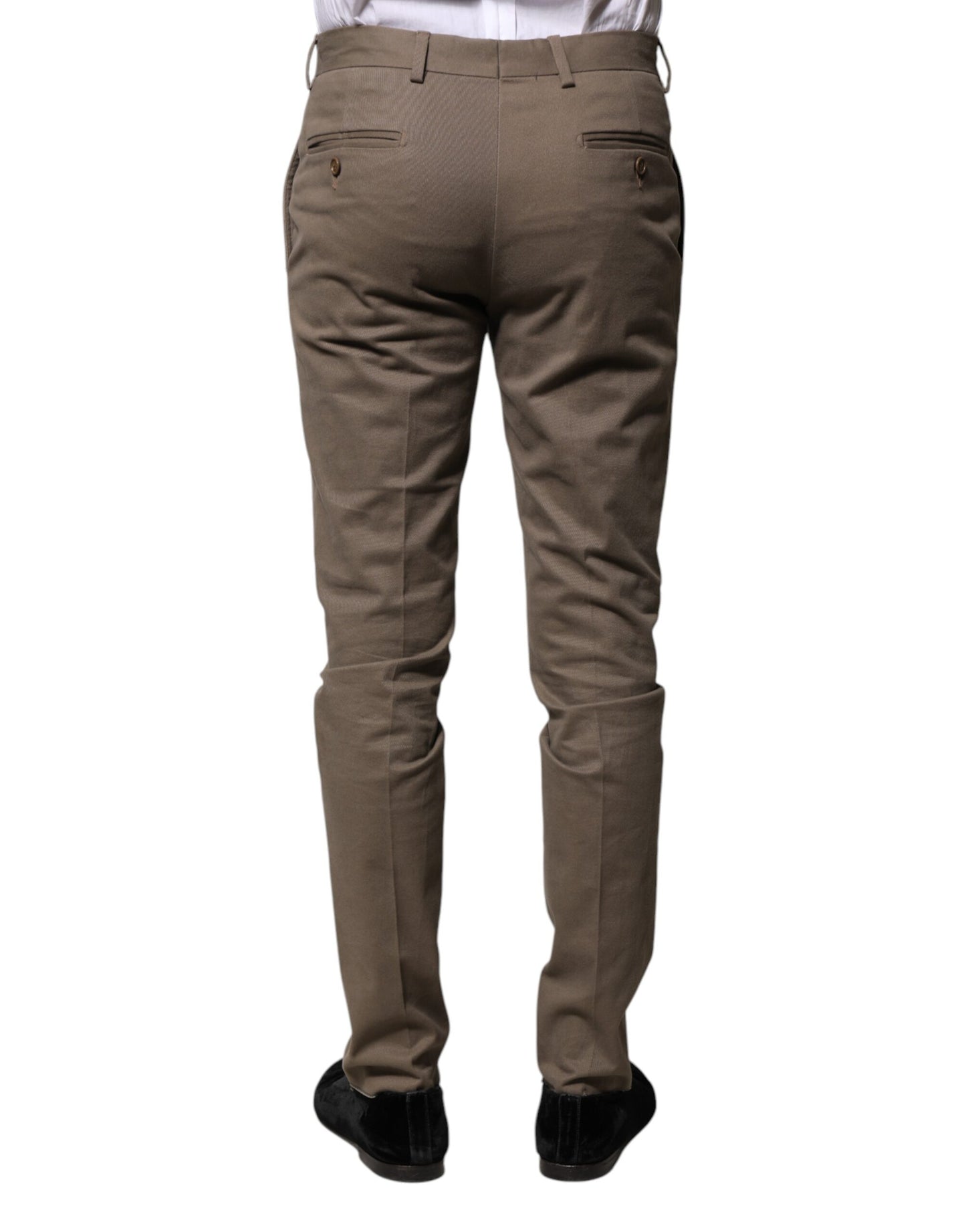 BENCIVENGA Brown Cotton Tapered Formal Dress Pants