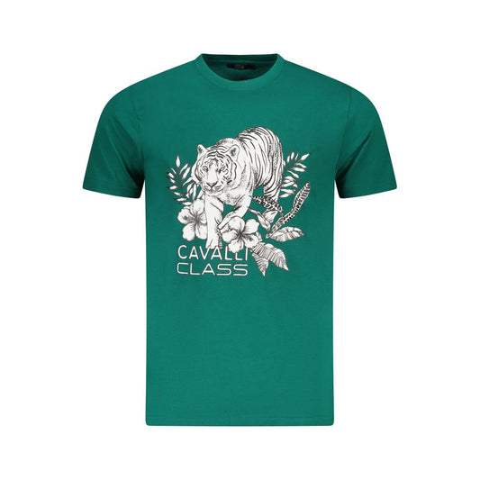 Cavalli Class Green Cotton Men T-Shirt