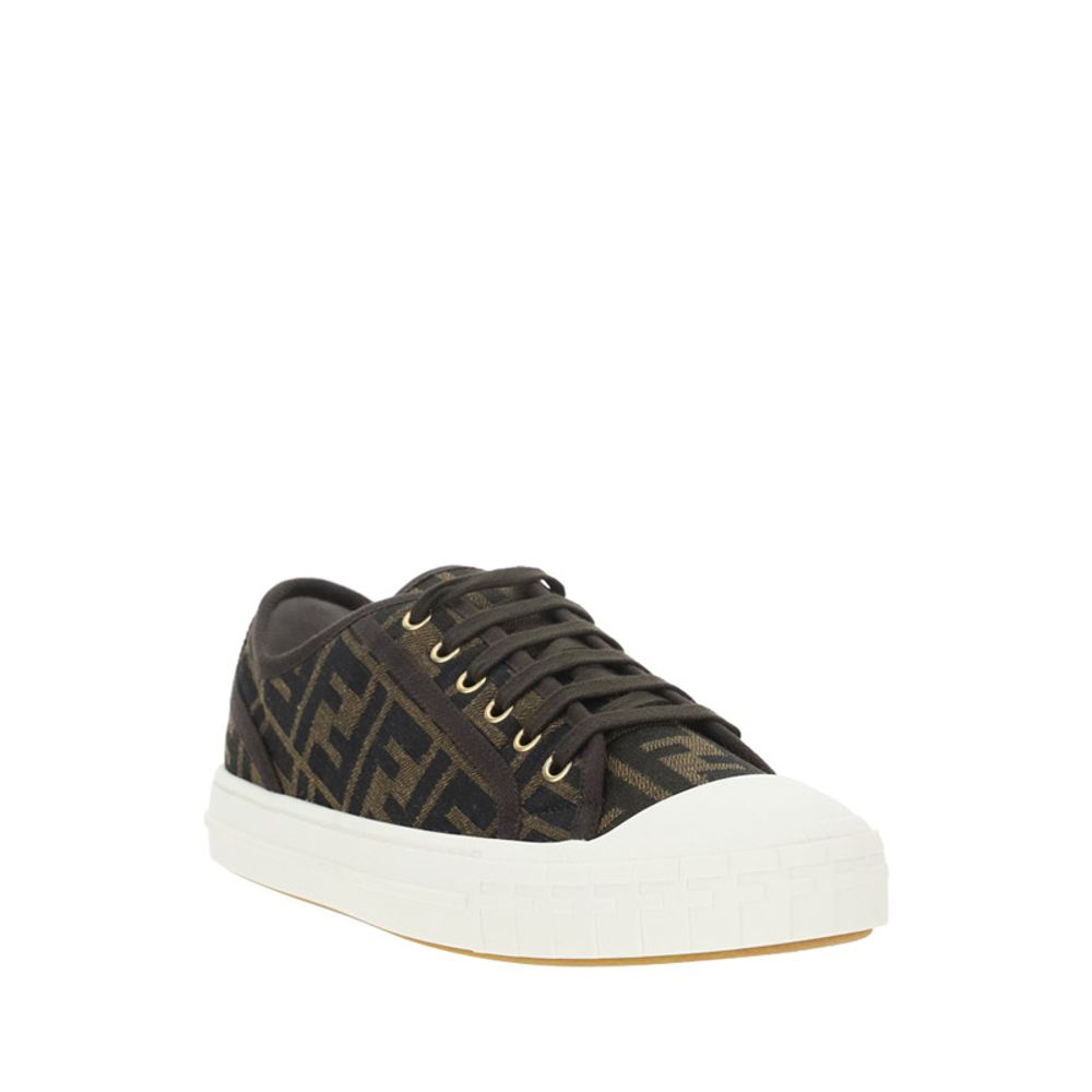 Fendi Brown Polyamide Low Top Sneakers