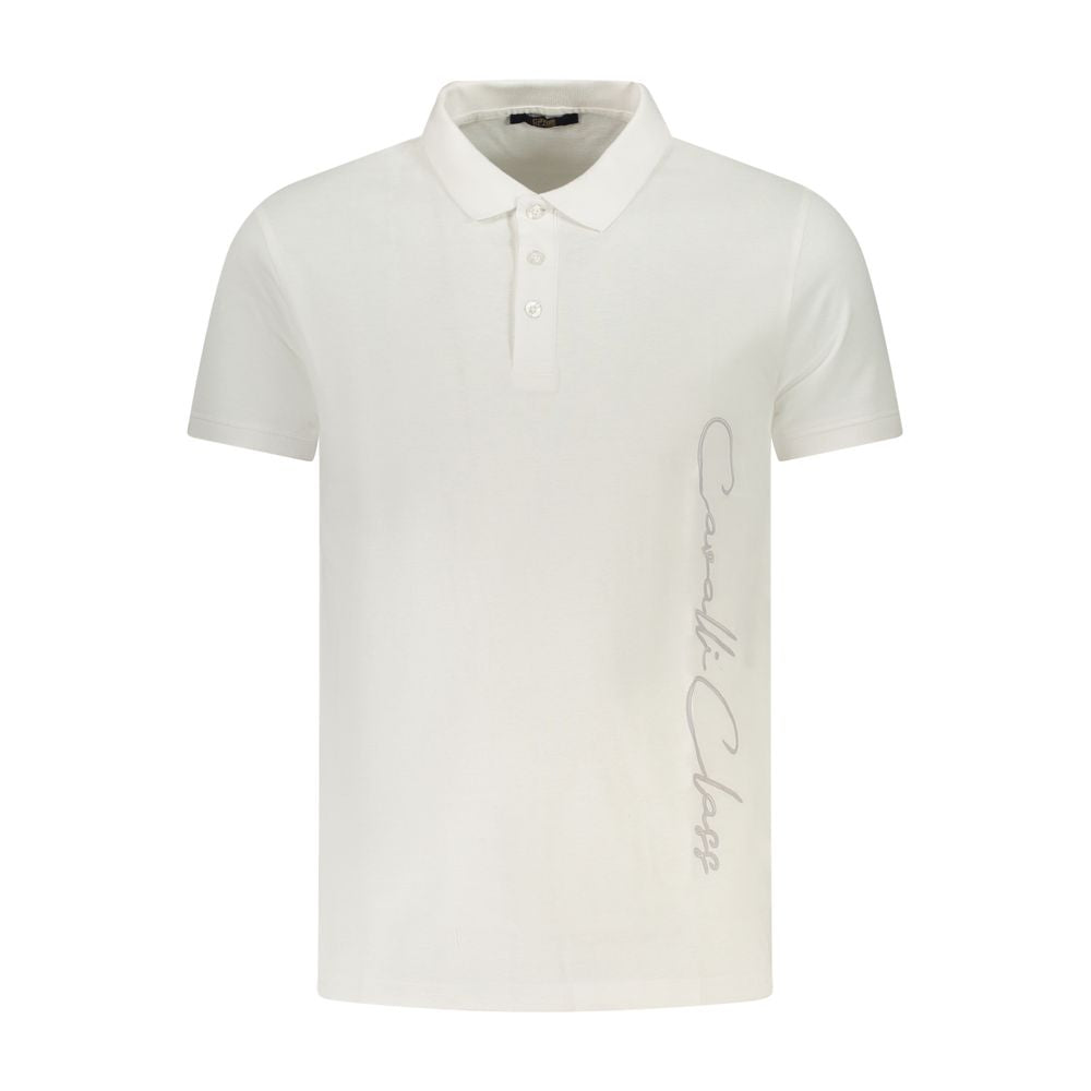 Cavalli Class White Cotton Men Polo Shirt