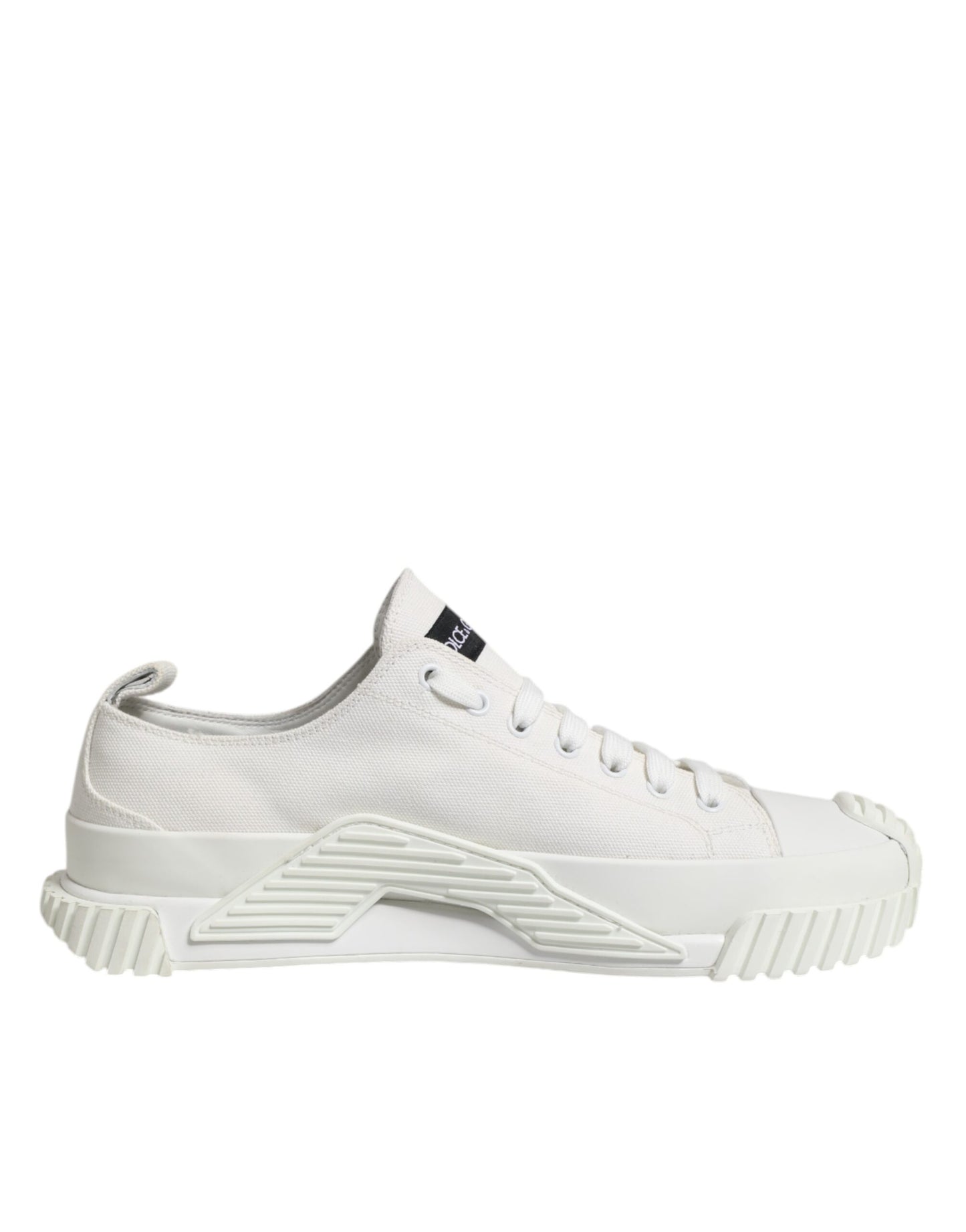 Dolce & Gabbana White Logo Print Lace Up Low Top Sneakers Shoes